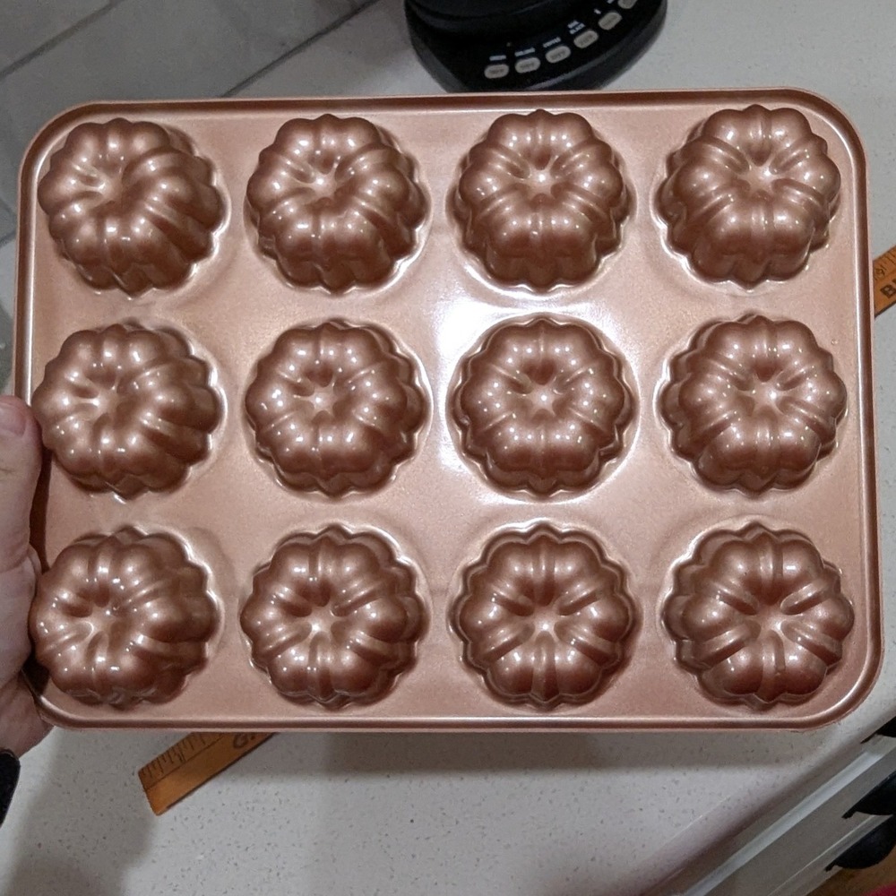 Nordic Ware Mini Bundt Pan Rose Gold 12 Cup Fluted Muffin Pan Kitchen Deocr